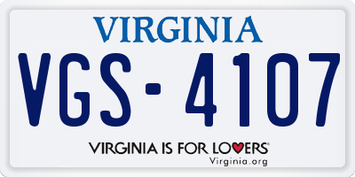 VA license plate VGS4107