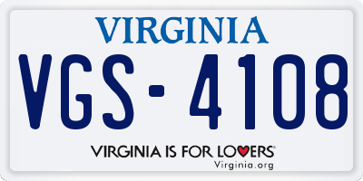 VA license plate VGS4108