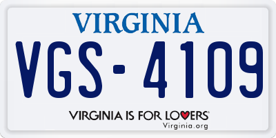 VA license plate VGS4109