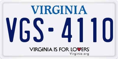 VA license plate VGS4110