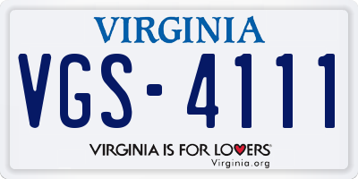 VA license plate VGS4111