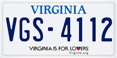 VA license plate VGS4112
