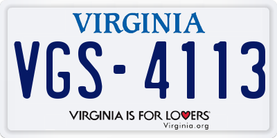 VA license plate VGS4113