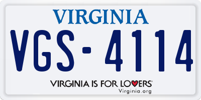 VA license plate VGS4114