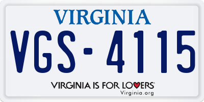 VA license plate VGS4115