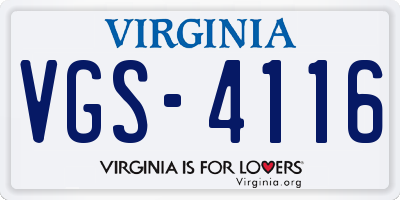 VA license plate VGS4116