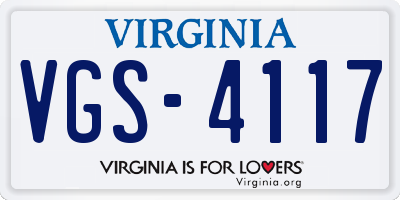 VA license plate VGS4117