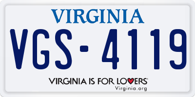 VA license plate VGS4119