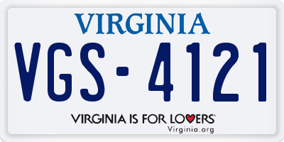 VA license plate VGS4121