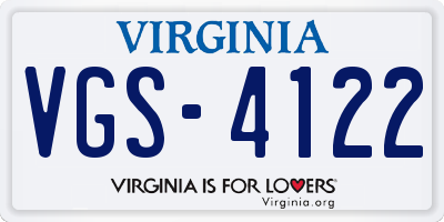 VA license plate VGS4122