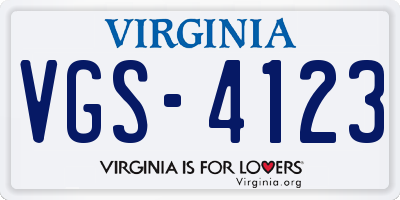 VA license plate VGS4123