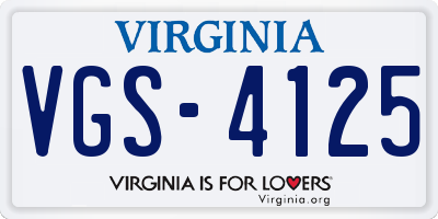 VA license plate VGS4125