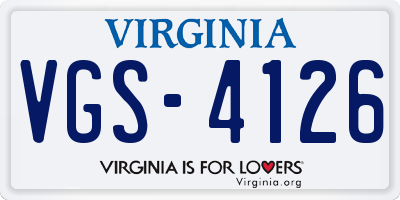 VA license plate VGS4126