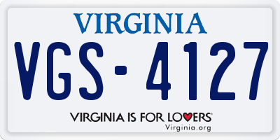 VA license plate VGS4127