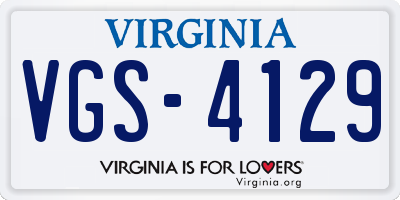 VA license plate VGS4129
