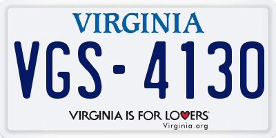 VA license plate VGS4130
