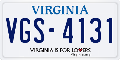 VA license plate VGS4131