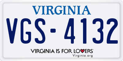 VA license plate VGS4132
