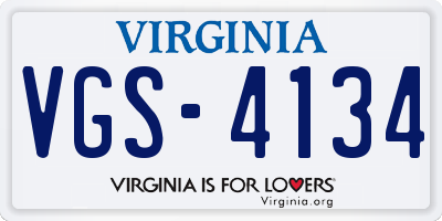 VA license plate VGS4134