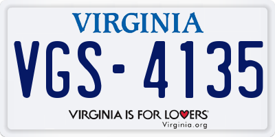 VA license plate VGS4135