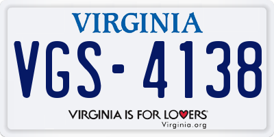 VA license plate VGS4138