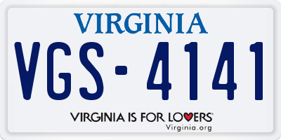 VA license plate VGS4141