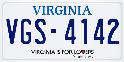 VA license plate VGS4142