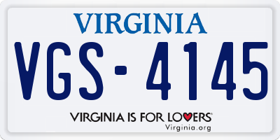 VA license plate VGS4145