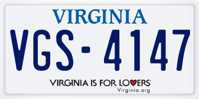 VA license plate VGS4147