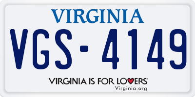 VA license plate VGS4149