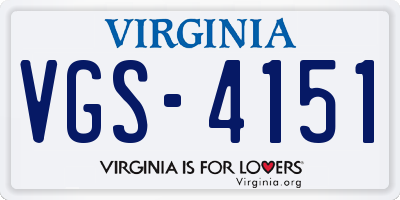 VA license plate VGS4151