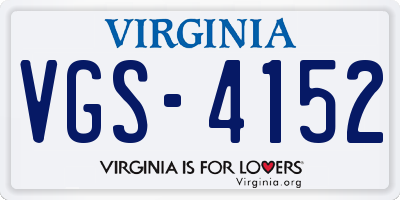 VA license plate VGS4152