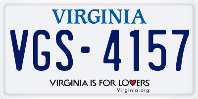 VA license plate VGS4157