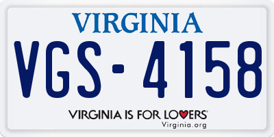 VA license plate VGS4158