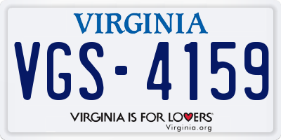 VA license plate VGS4159