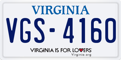 VA license plate VGS4160
