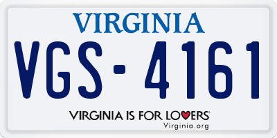 VA license plate VGS4161