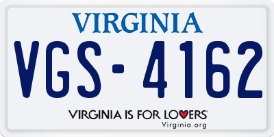 VA license plate VGS4162