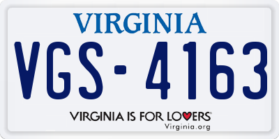 VA license plate VGS4163