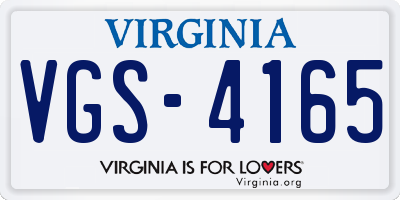 VA license plate VGS4165