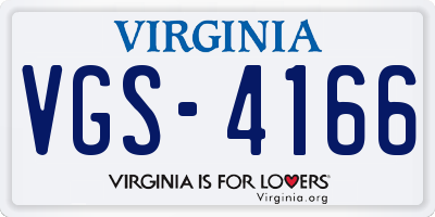 VA license plate VGS4166