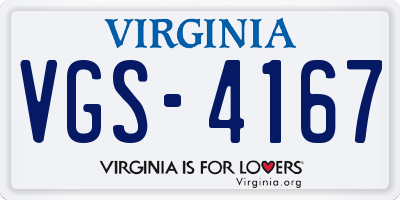 VA license plate VGS4167