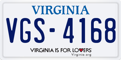 VA license plate VGS4168