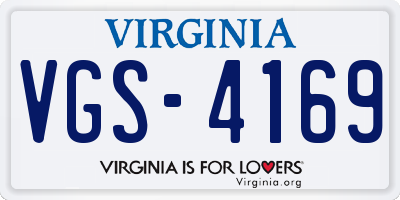 VA license plate VGS4169