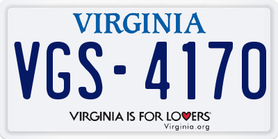 VA license plate VGS4170