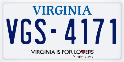 VA license plate VGS4171