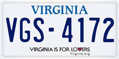 VA license plate VGS4172