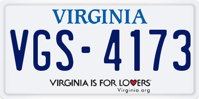 VA license plate VGS4173