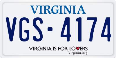VA license plate VGS4174