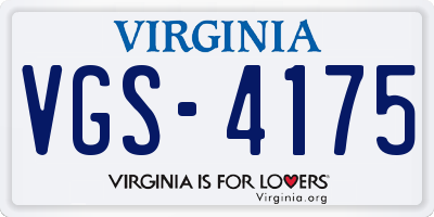 VA license plate VGS4175